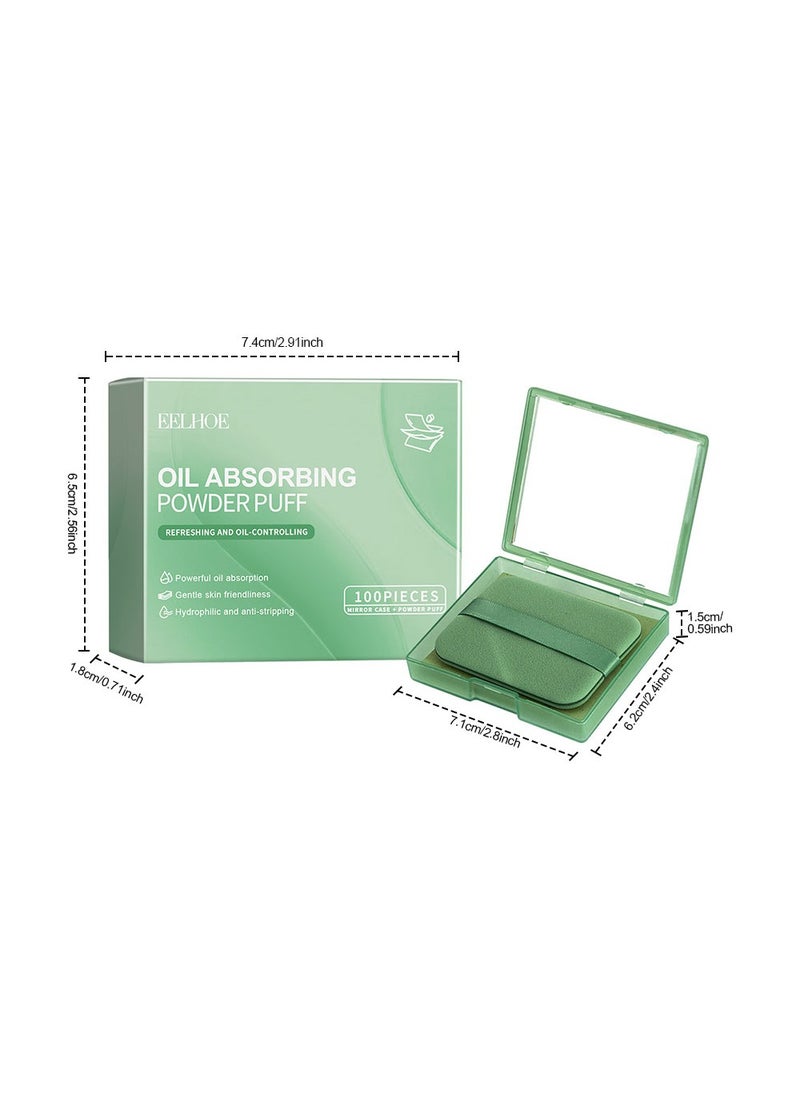 EELHOE Oil Blotting Sheets for Face-100 Counts Gree Tea Blotting Paper for Oily Skin with Portable Mirror & Makeup Puff -Absorb Excess Oil,Skin Friendly and Comfortable.  - Image 2