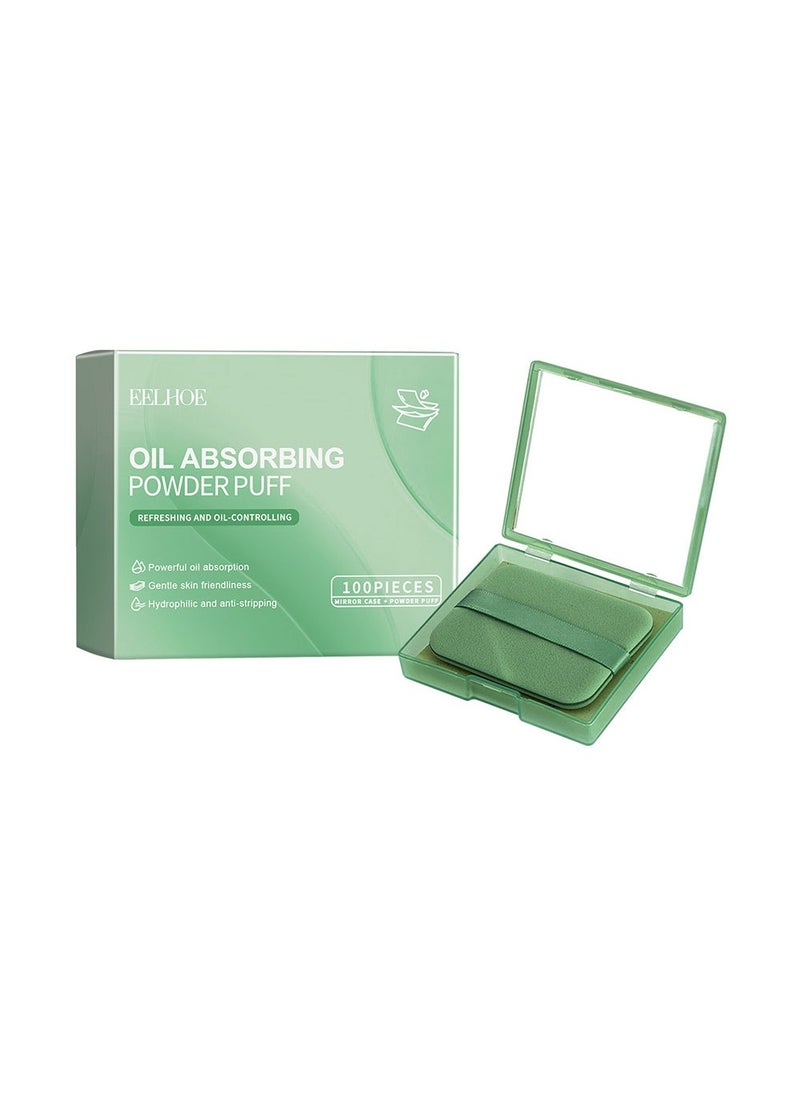 EELHOE Oil Blotting Sheets for Face-100 Counts Gree Tea Blotting Paper for Oily Skin with Portable Mirror & Makeup Puff -Absorb Excess Oil,Skin Friendly and Comfortable.  - Image 1