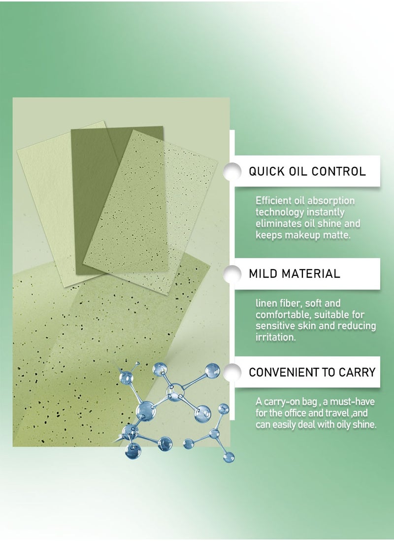 EELHOE Oil Blotting Sheets for Face-100 Counts Gree Tea Blotting Paper for Oily Skin with Portable Mirror & Makeup Puff -Absorb Excess Oil,Skin Friendly and Comfortable.  - Image 3