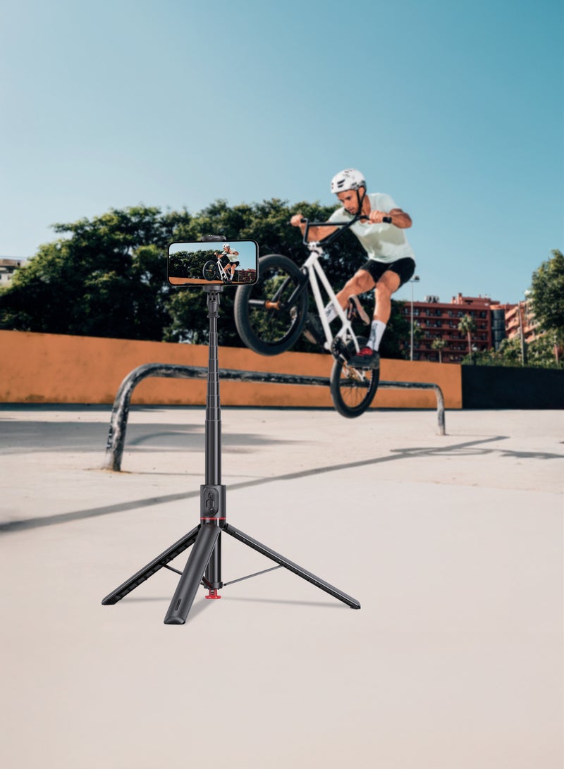 GREEN LION Auto Pop Tripod with Magnetic Remote /  Selfie Stick / Stable Tripod / Adjustable Phone Clip / Selfie Tripod for Action / Auto-Pop Tripod Design - Black - Image 2