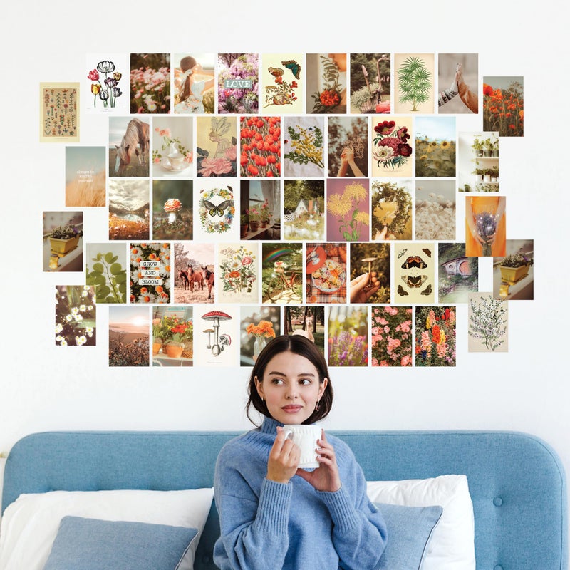 Artivo Wall Collage Kit Aesthetic Pictures, Cottagecore Wall Collage Kit, Bedroom Decor for Teen Girls, Nature Boho Collage Kit for Wall Aesthetic Posters, 50 Set 4x6 inch, Photo Collection - Image 3