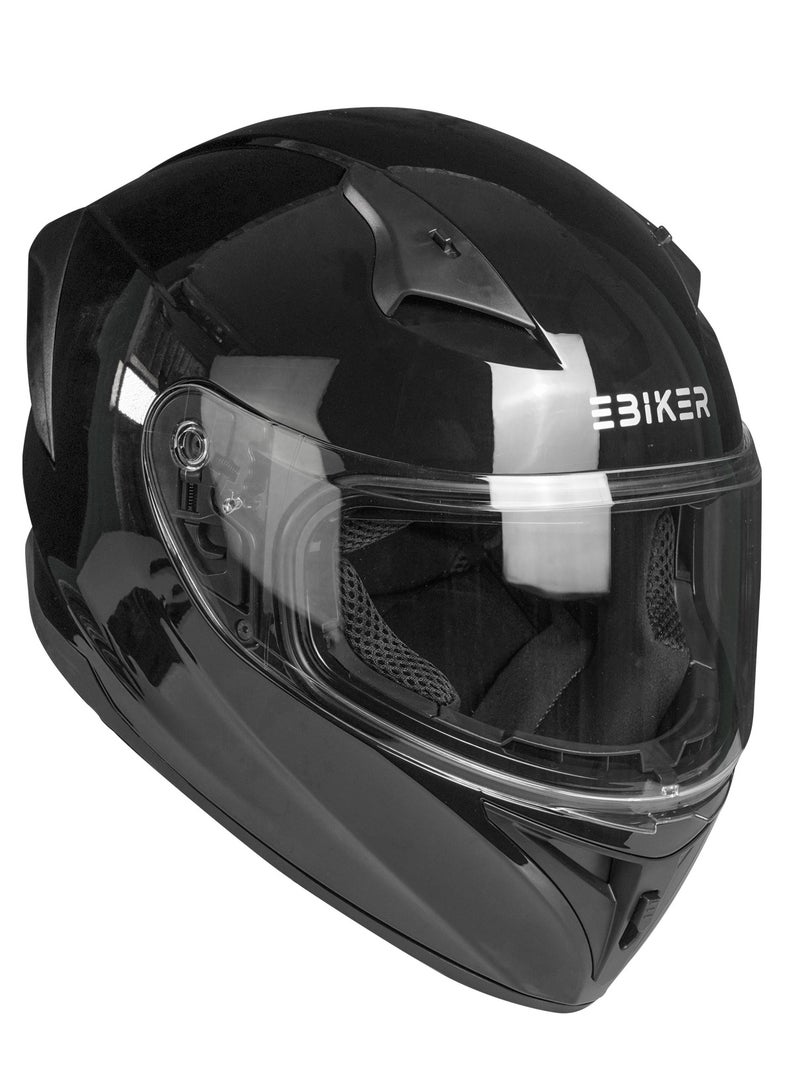 Ebiker Motocycle Full Face Helmet with Dual Visor Black Gloss - Image 5