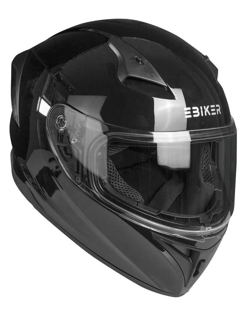Generic Duel Visor Full face Motorcycle Helmet, Lightweight Durable ABS Shell Black Glossy  - Image 2