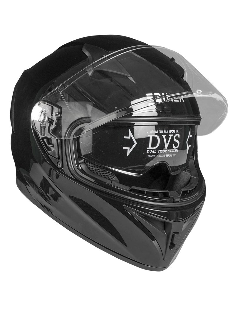 Generic Duel Visor Full face Motorcycle Helmet, Lightweight Durable ABS Shell Black Glossy  - Image 3