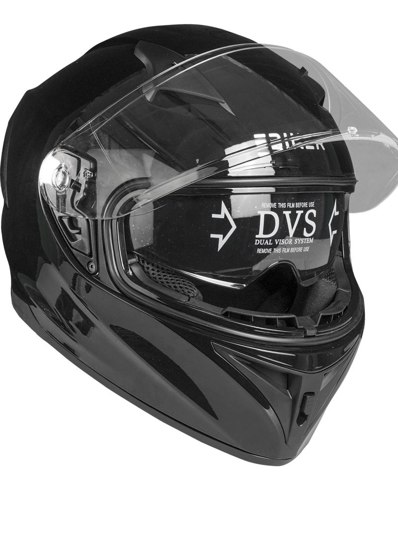 Generic Duel Visor Full face Motorcycle Helmet, Lightweight Durable ABS Shell Black Glossy  - Image 1