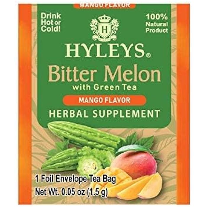 Hyleys Bitter Melon with Green Tea - Mango Flavor - 25 Tea Bags - Supports Healthy Liver Function - Herbal Supplement - (6 Pack - 150 Tea Bags Total) - Image 4
