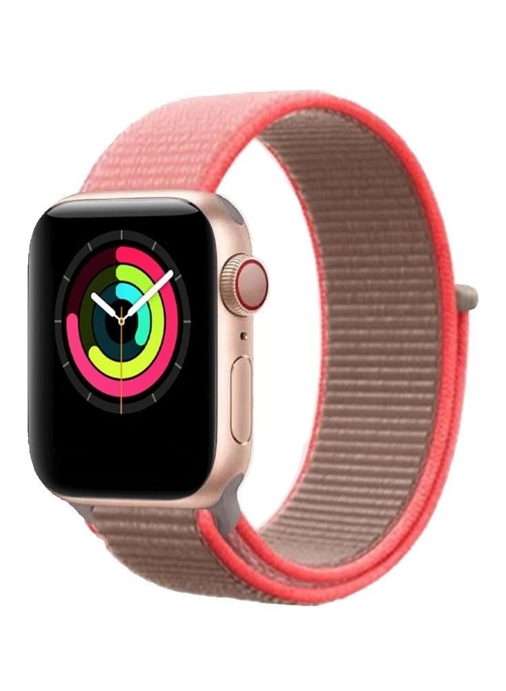 CATANES Apple Watch 42mm 44mm 45mm Nylon Sport Loop Band Compatible with iWatch Series 7/SE/6/5/4/3/2/1 Neon Pink - Image 1
