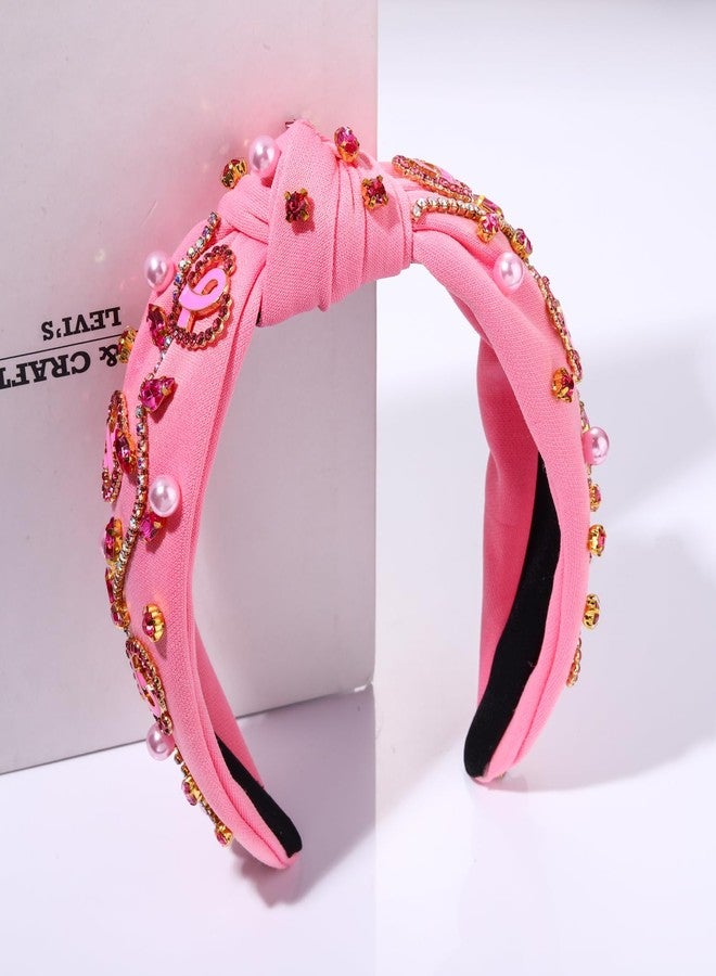 boderier Breast Cancer Awareness Headbands for Women Jeweled Crystal Knotted Headband Love Heart Pink Ribbon Headband Breast Cancer Survivor Hair Accessory Gift (Pink Heart Ribbon) - Image 4