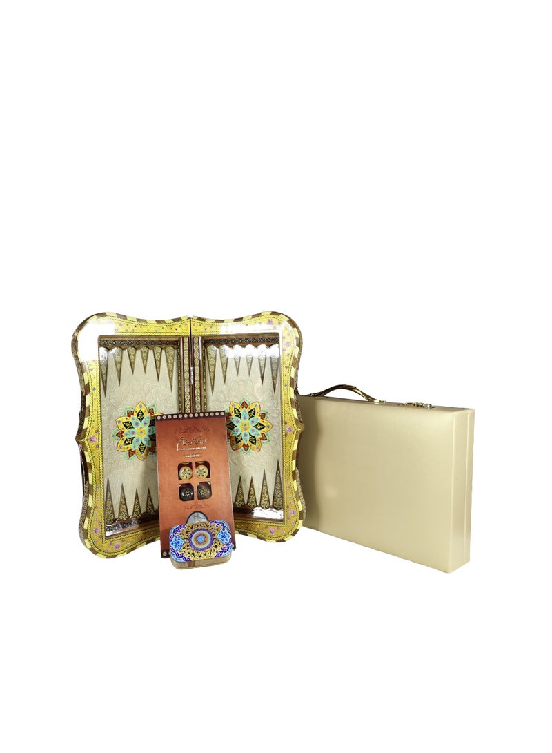 Royal Luxury Handcrafted Chess & Backgammon Set with Khatam Marquetry, Wood & Brass - Image 1
