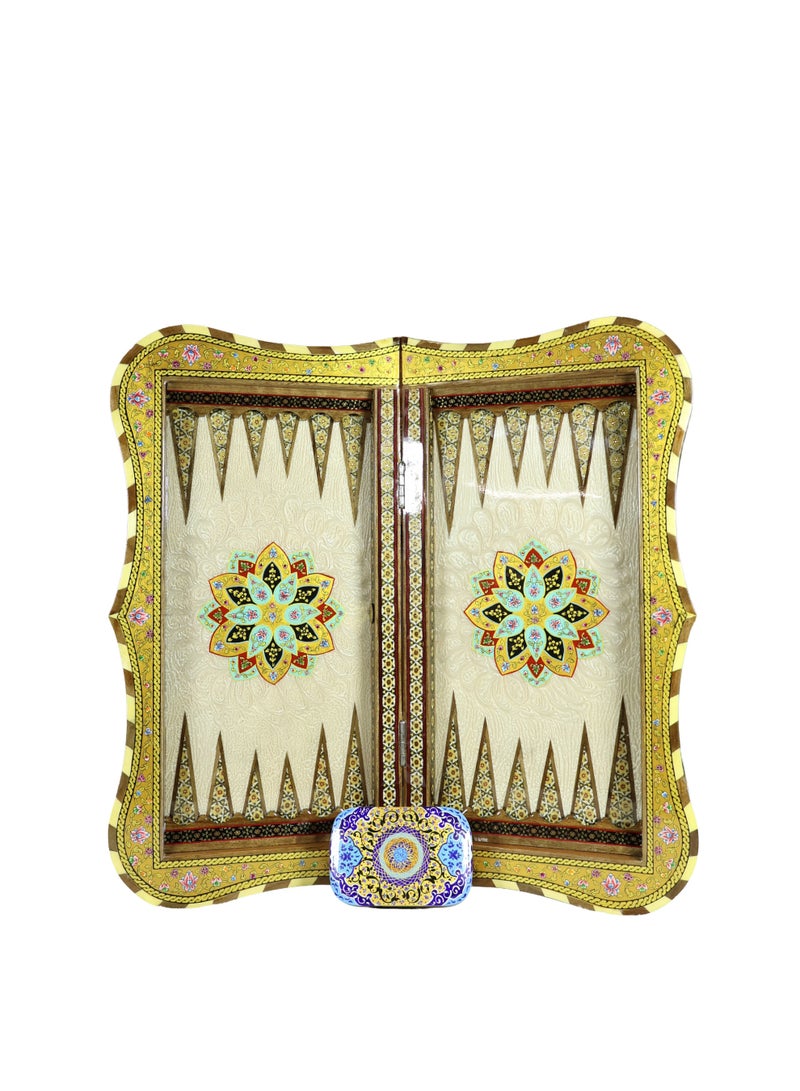 Royal Luxury Handcrafted Chess & Backgammon Set with Khatam Marquetry, Wood & Brass - Image 5