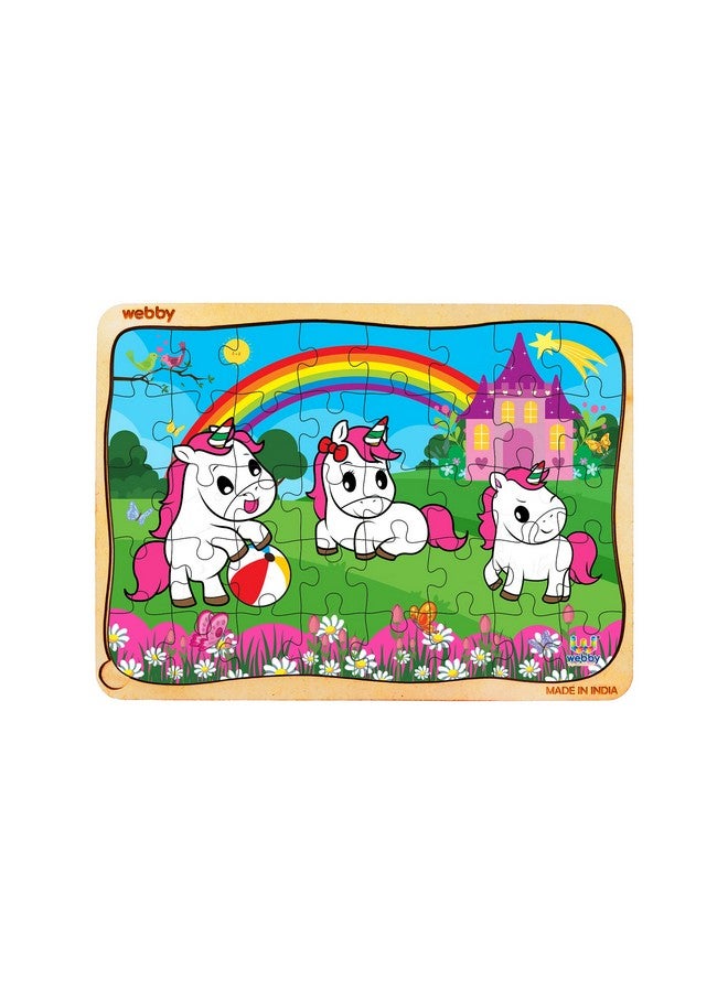 Webby Unicorn Wooden Jigsaw Puzzle, 40Pcs - Kids - Image 1