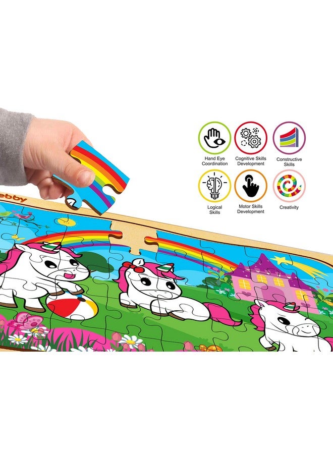 Webby Unicorn Wooden Jigsaw Puzzle, 40Pcs - Kids - Image 3
