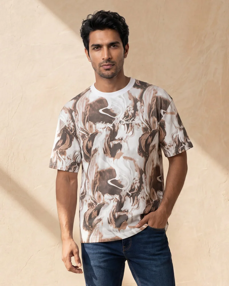 REDTAG Men Brown Printed T-Shirt