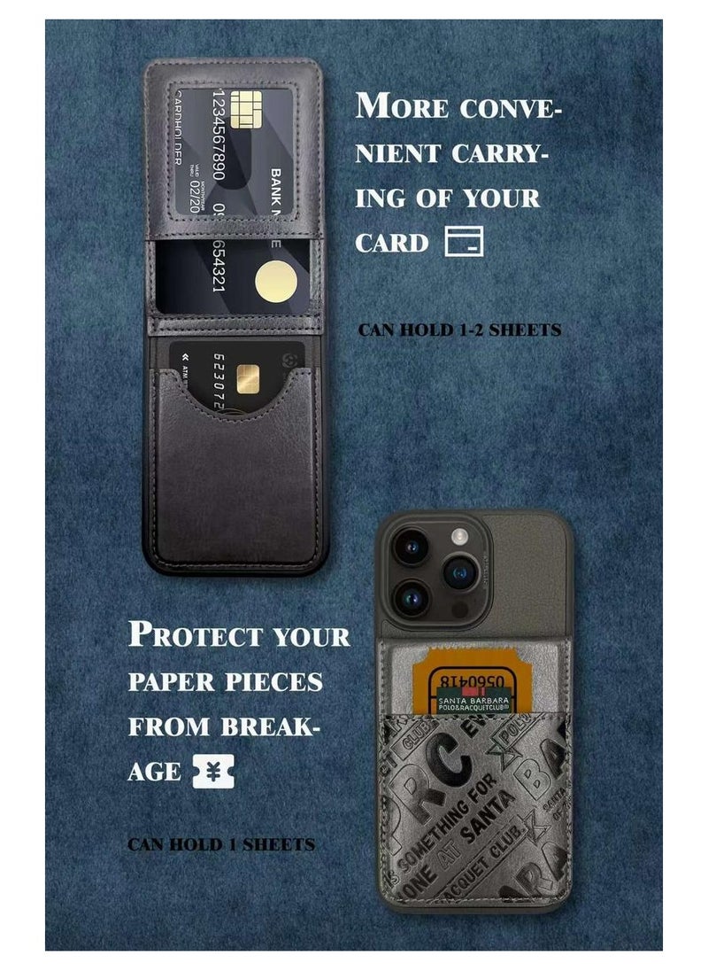 SANTA BARBARA POLO & RACQUET CLUB Hulda Series Genuine Leather Wallet Stand Case Compatible with iPhone 15 Pro Max – Card Holder Pocket with Kickstand, Suede Lining, Threaded Embroidery, Slim Fit Shockproof Cover, Wireless Charging Support – Grey  - Image 3