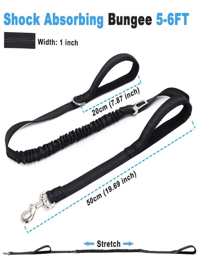 HOANAN 5FT Double Handle Tactical Dog Leash with Shock Absorption, Reflective Heavy Duty Bungee Dog Leash for Medium Large Dogs That Pull, Daily Walking Training, Black - Image 5