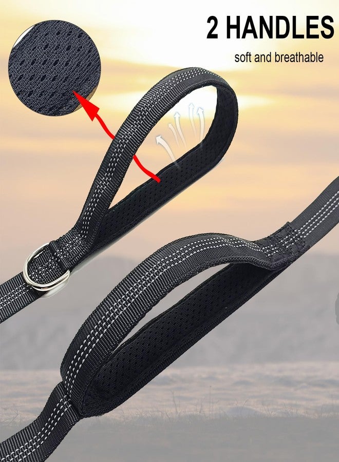 HOANAN 5FT Double Handle Tactical Dog Leash with Shock Absorption, Reflective Heavy Duty Bungee Dog Leash for Medium Large Dogs That Pull, Daily Walking Training, Black - Image 4