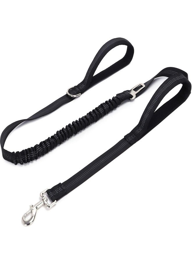 HOANAN 5FT Double Handle Tactical Dog Leash with Shock Absorption, Reflective Heavy Duty Bungee Dog Leash for Medium Large Dogs That Pull, Daily Walking Training, Black - Image 1
