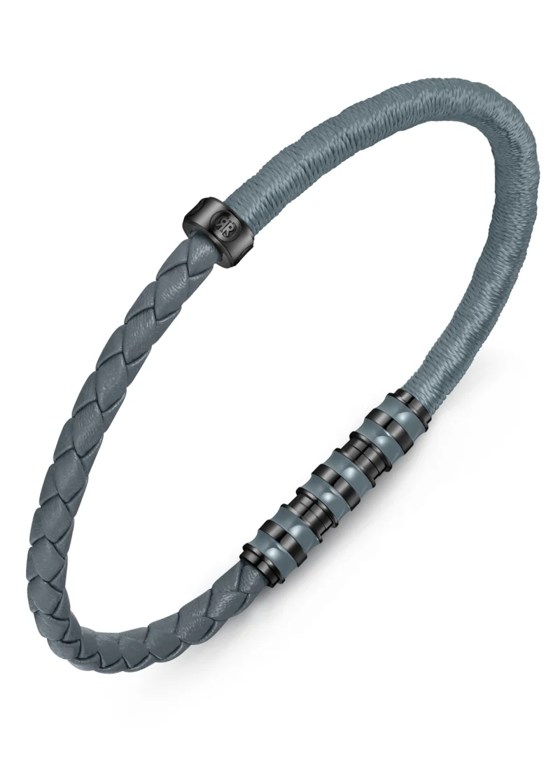 CERRUTI 1881 Seda Black Leather Braided Bracelet for Men