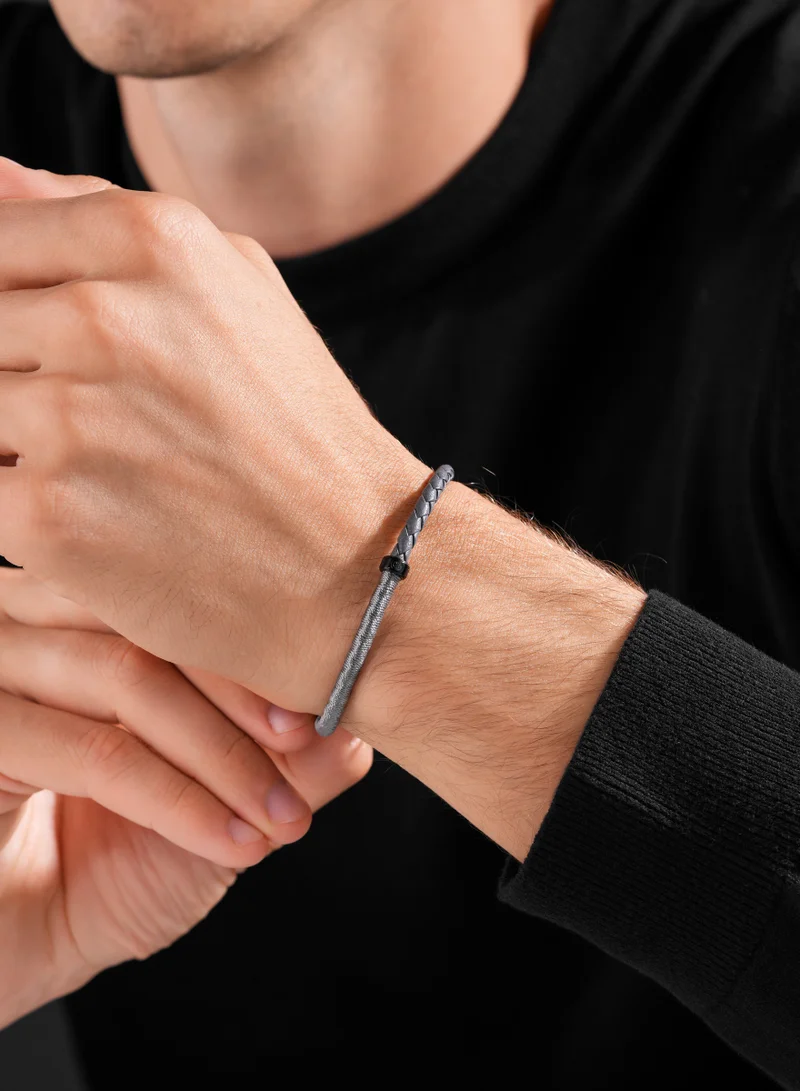 CERRUTI 1881  Seda Black Leather Braided Bracelet for Men for Men | Best Price UAE