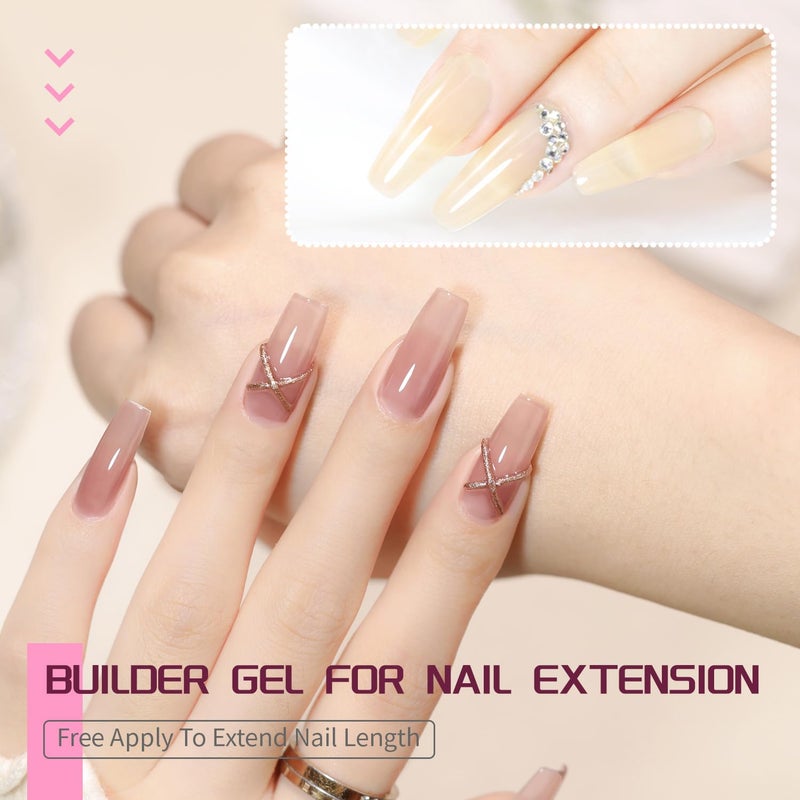 JODSONE Builder Color Gel Top Coat Base Coat Extension Gel 24 PCS Kit Long Lasting High Gloss Gift For Women - Image 5