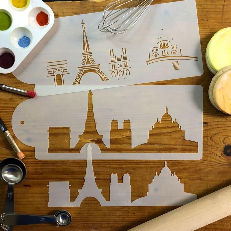Designer Stencils Paris Detailed Skyline Cake Stencil Side C1002 by Designer Stencils - Image 2