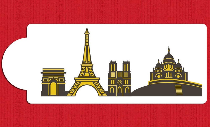 Designer Stencils Paris Detailed Skyline Cake Stencil Side C1002 by Designer Stencils - Image 1