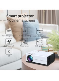 Mi VAZA Portable Projector, Full HD 4K WIFI Home Smart Projector, USB Mini Outdoor Movie Projector, LED Video Smart Home Theater Projectors For Home Office, (1pc, White 6)  - Image 3