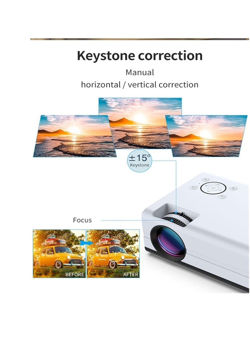 Mi VAZA جهاز عرض محمول، جهاز عرض منزلي ذكي عالي الدقة 4K مزود بشبكة واي فاي، جهاز عرض أفلام خارجي صغير مزود بمنفذ USB، أجهزة عرض مسرح منزلي ذكي بتقنية LED للمكتب المنزلي، (قطعة واحدة، أبيض 6) - Image 4