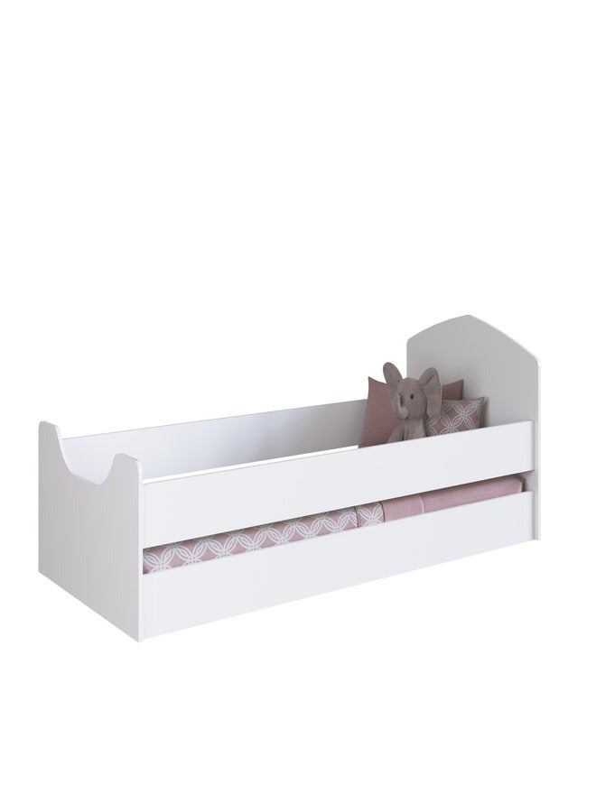 ارت ان  سرير مفرد خشب مع اطار خارجي لغرف النوم لون ابيض  180*70.6*4 - Image 2