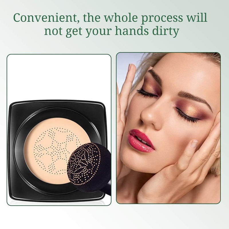 Mroobest BB Air Cushion, Avocado BB Cream, CC Cream, All-Day Lasting Nude Makeup Foundation, with Mushroom Air Cushion, Even Skin Tone Makeup Base, Easy to Apply, Thin, Moist - Image 2
