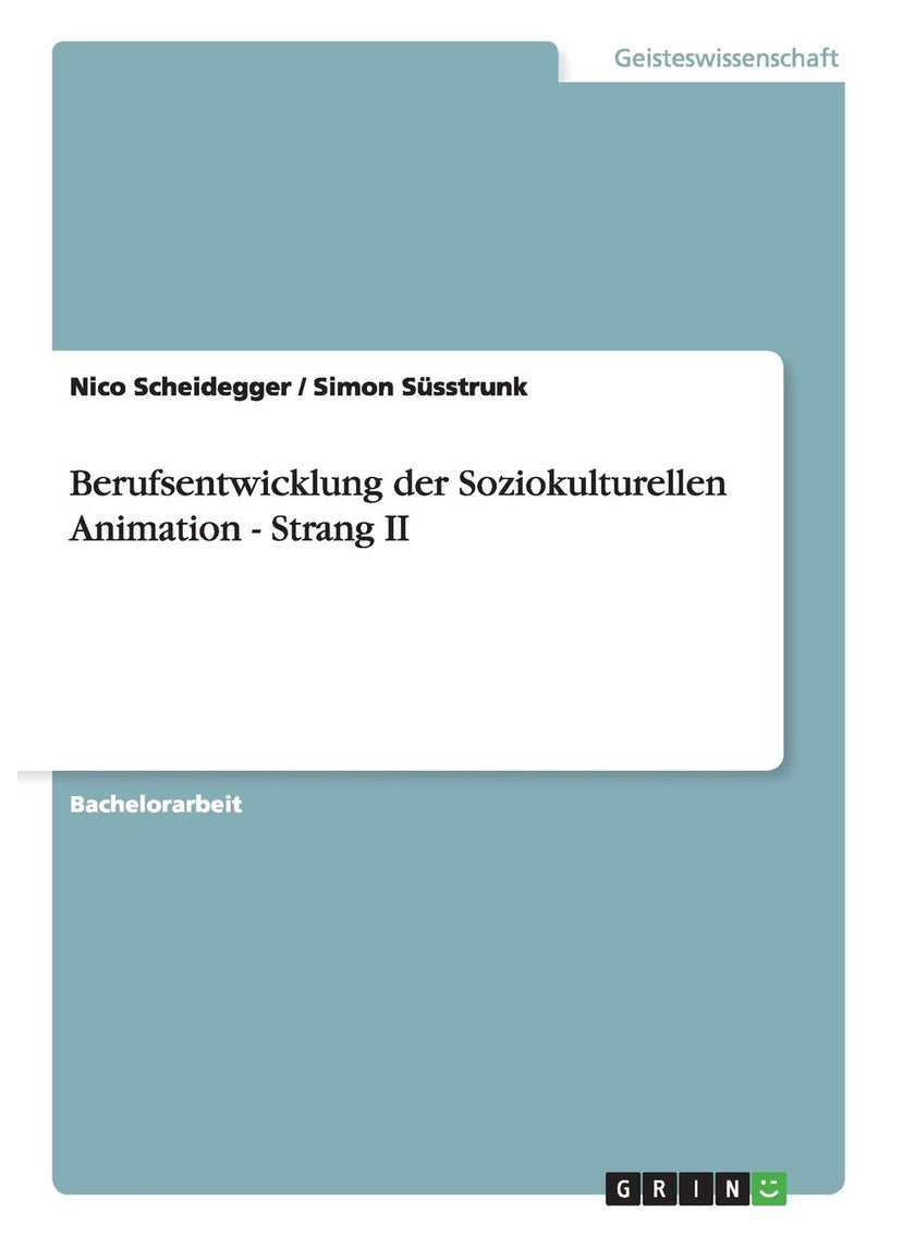 Berufsentwicklung der Soziokulturellen Animation - Strang II 