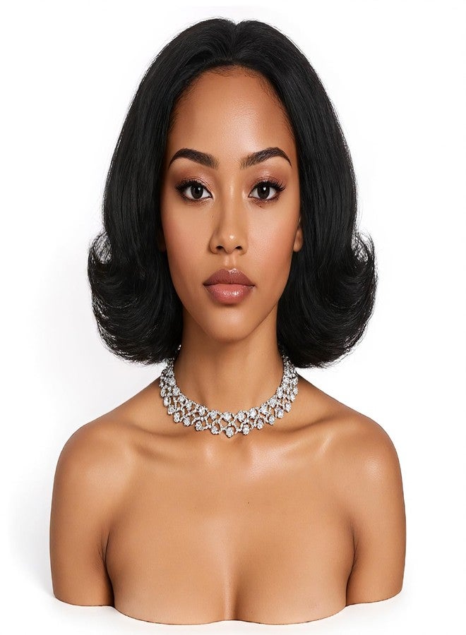 Quantum Love Half Wigs for Black Women Yaki Curly Headband Half Wig with Curly Ends Wear and Go Natural Black Synthetic Glueless Hair 10Inch - Image 2