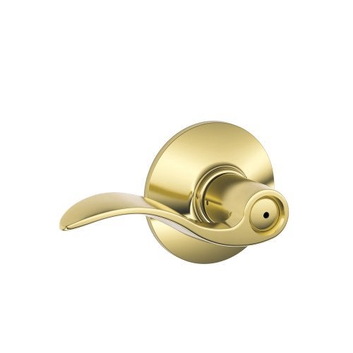 Schlage Accent Lever Bed and Bath Lock in Bright Brass with Bright Chrome Interior - Image 1