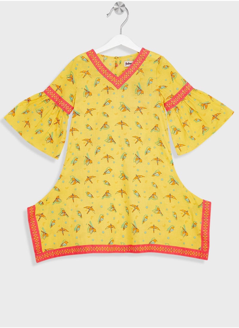 Fabindia - Kids Printed Churidar Set - Image 1