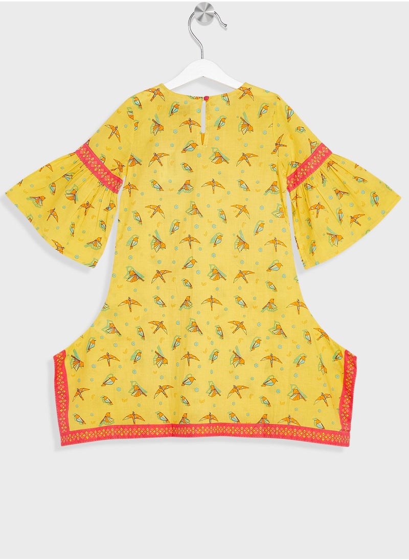Fabindia - Kids Printed Churidar Set - Image 1