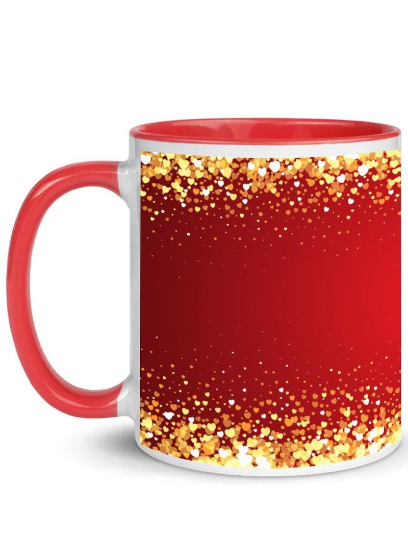 MEC Set Of 2 Eid Mubarak Islamic Calligraphic Design Wraps Around Mug Printed Coffee Mug 11Oz Red Handles - Image 1