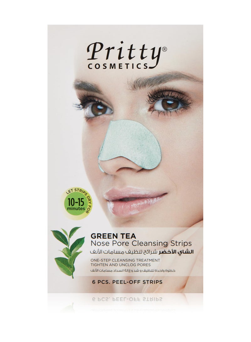 شرائط تنظيف مسام الأنف بالشاي الأخضر من بريتي - 6 قطع