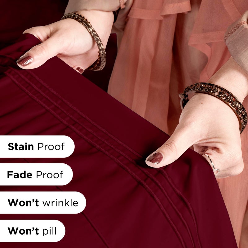 ROYALE LINENS 3 Piece Twin XL Sheets Set - Soft Brushed 1800 Microfiber Bedding - 1 Fitted, 1 Flat Sheet, 1 Pillow case - Wrinkle Free & Fade Resistant - Hotel Luxury Bed Sheets (Burgundy, Twin XL) - Image 5
