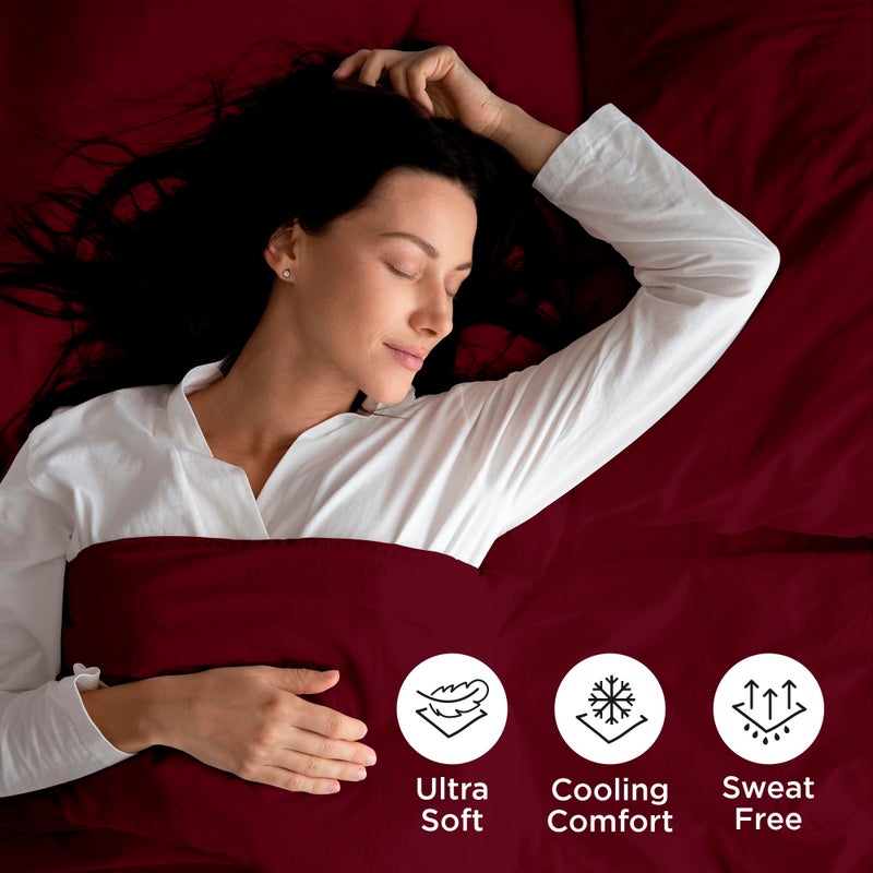 ROYALE LINENS 3 Piece Twin XL Sheets Set - Soft Brushed 1800 Microfiber Bedding - 1 Fitted, 1 Flat Sheet, 1 Pillow case - Wrinkle Free & Fade Resistant - Hotel Luxury Bed Sheets (Burgundy, Twin XL) - Image 4
