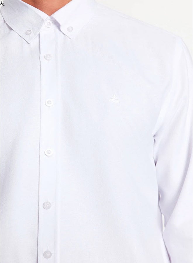trendyol White Men's Regular Fit Shirt with Embroidery Detail. - Image 4