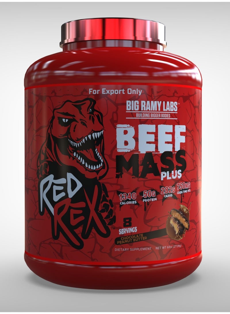 مختبرات رامي الكبرى ريد ريكس - بيف ماس بلس – شوكولاتة بزبدة الفول السوداني – 6 رطل – 8 حصص - Image 1