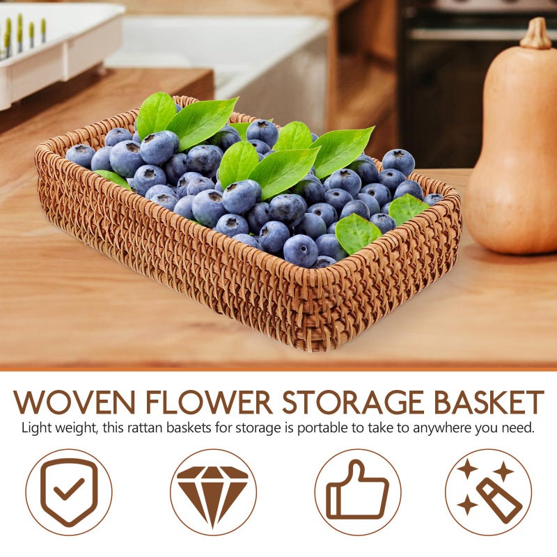 Small Oval Rattan Basket Rustic Kitchen Storage 20X11 5X3 5Cm Picnic Bread Fruit Snack - Image 5