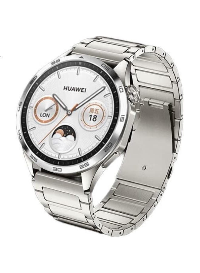 MSSM Compatible Huawei Watch Band For Watch4Pro, Gt5/4/3Pro, Watch3Pro, H-Shaped Stainless Steel Metal Strap [46/48Mm Dial] - Titanium Color - Image 3