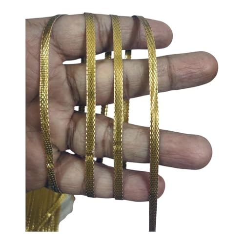 DIVERTS Gota Trim Lace Roll Gold Color 100 Meter for Saree Dupatta Dress Blouse Craft Decoration and DIY Sewing Work – 1 Roll - Image 1