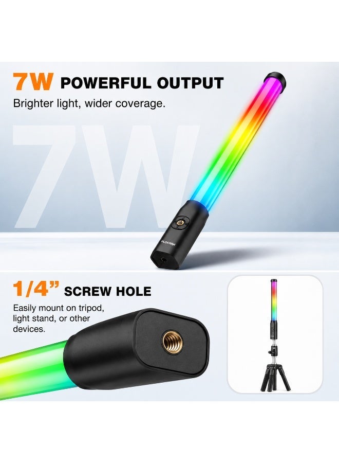 لاكوز مصباح LED عصا RGB بقوة 7 واط مع درجة حرارة لون قابلة للتعديل من 2700 إلى 6500 كلفن، وبطارية قابلة لإعادة الشحن بسعة 2000 مللي أمبير، وشحن من النوع C، مثالي للتصوير الفوتوغرافي والفيديو. - Image 4
