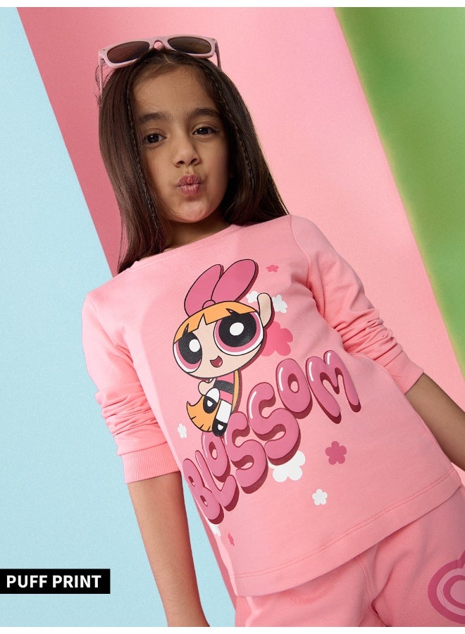 The Souled Store Powerpuff Girls: Blossom Full Sleeve T-Shirt & Leggings Set for Kids - Image 1