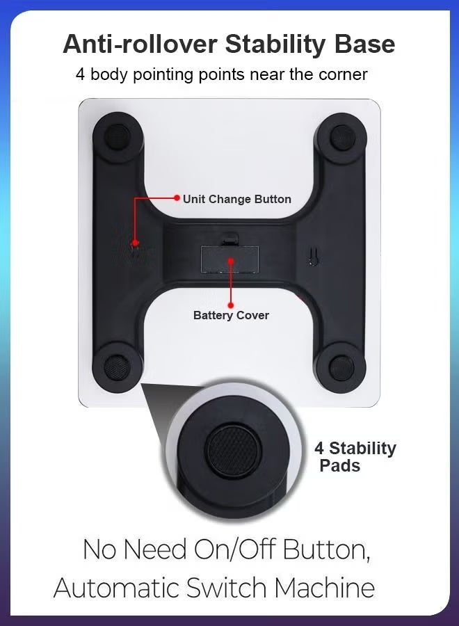 توشيونيكس ميزان ذكي رقمي شخصي أوتوماتيكي ثلاثي الأبعاد، جهاز منزلي إلكتروني ذكي مزود بشاشة LCD لقياس وزن الدهون في الجسم بدقة للحمام والمطبخ والمكتب المنزلي بالرطل/كجم - Image 4