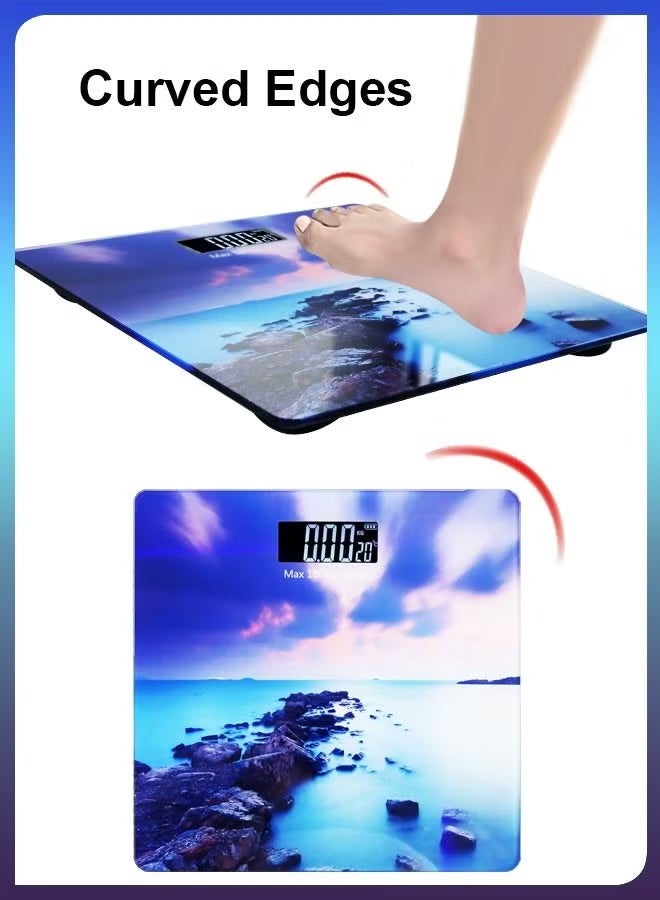 توشيونيكس ميزان ذكي رقمي شخصي أوتوماتيكي ثلاثي الأبعاد، جهاز منزلي إلكتروني ذكي مزود بشاشة LCD لقياس وزن الدهون في الجسم بدقة للحمام والمطبخ والمكتب المنزلي بالرطل/كجم - Image 5