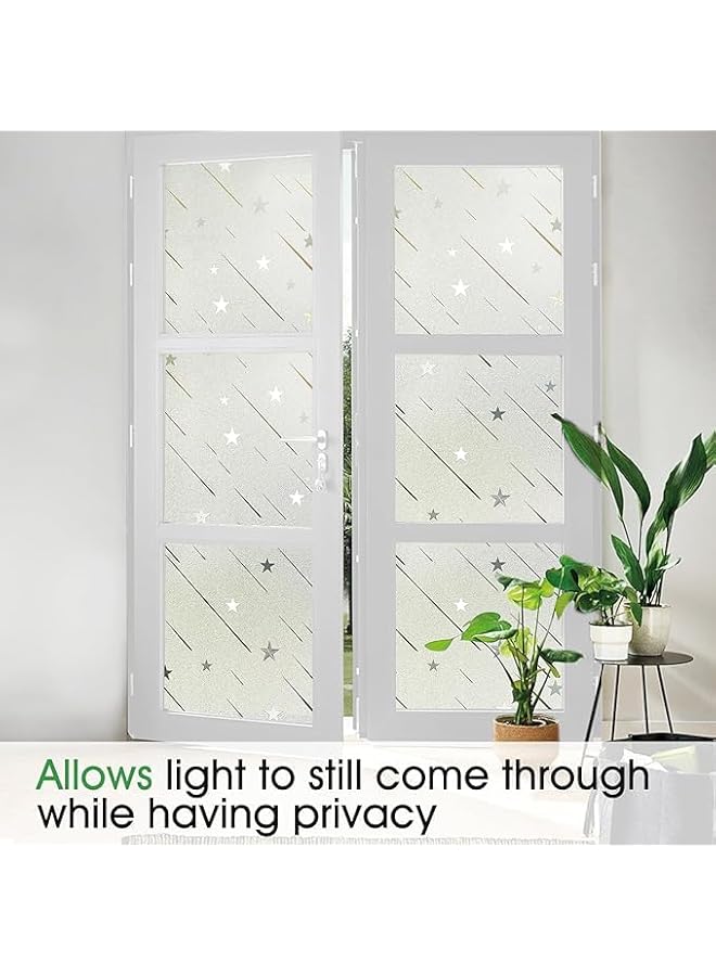 The Bros Window Privacy Film, Frosted Glass Window Film, Opaque Removable Curtains, Electrostatically Attached UV Barrier Privacy Window Film (17.5 x 78.7 Inches, Meteor Shower) - Image 3