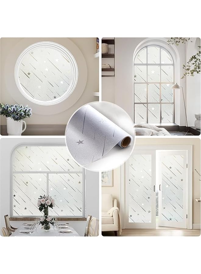 The Bros Window Privacy Film, Frosted Glass Window Film, Opaque Removable Curtains, Electrostatically Attached UV Barrier Privacy Window Film (17.5 x 78.7 Inches, Meteor Shower) - Image 4